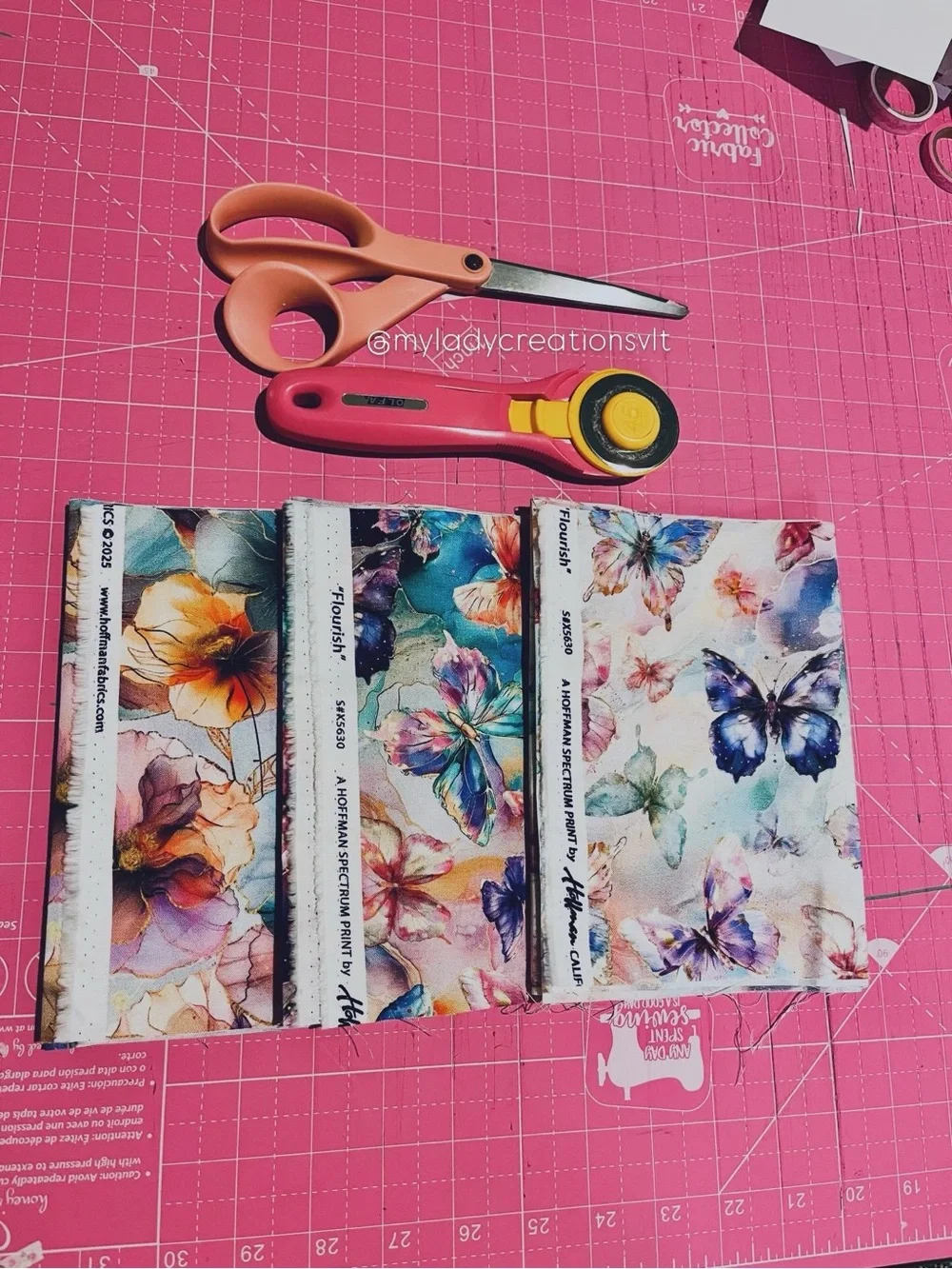 Handmade Watercolor  butterfly floral pink orange blue teal purple scrunchies